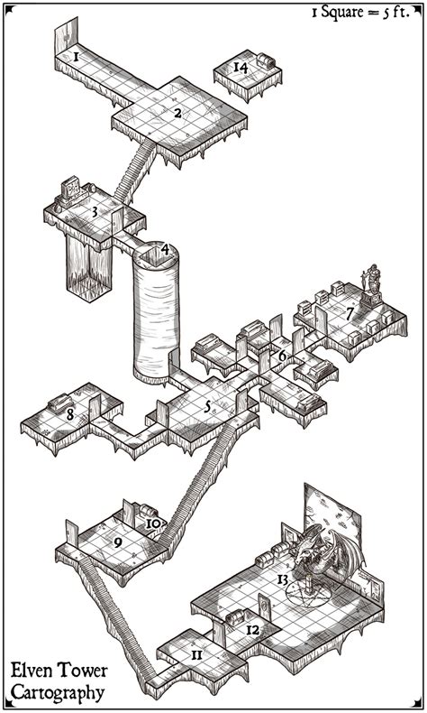 New isometric location - The Lost Orb | Elven Tower | Isometric map, Dungeon maps, Fantasy map