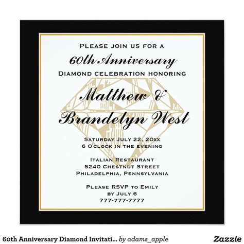 diamond anniversary invitations - Google Search | Diamond invitations, Anniversary invitations ...