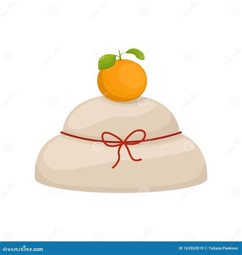 Japanese New Year Kagami Mochi. New Year`s Dishes. Asian Tradition Stock Vector - Illustration ...