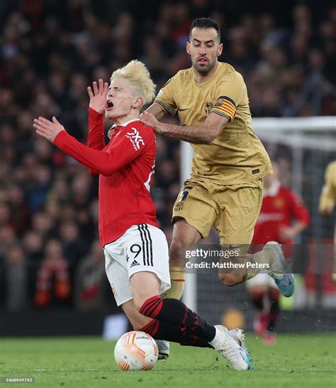 Alejandro Garnacho of Manchester United in action with Sergio... News ...