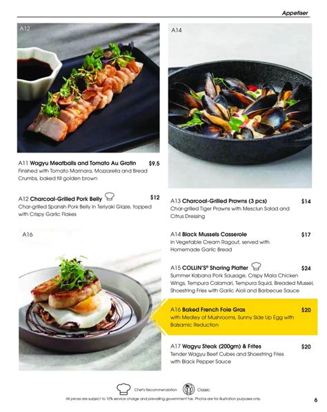 COLLIN'S SINGAPORE MENU PRICES Updated Apr 2024