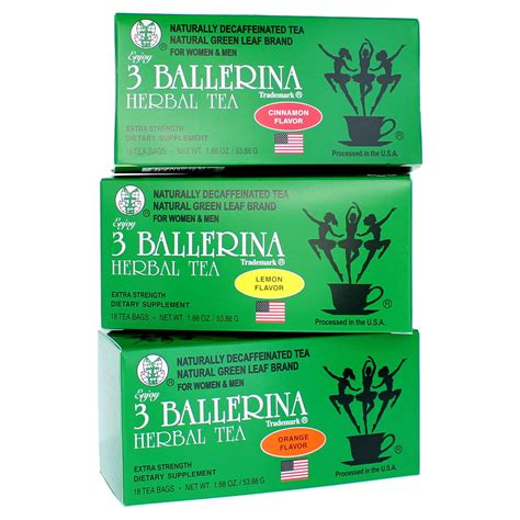 Buy 3 Ballerina Tea Extra Strength for Men and Women 3 Boxes Flavored Bundle (Orange, Lemon and ...