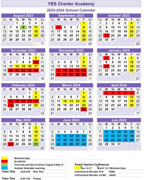 School Calendar - YES Charter Academy