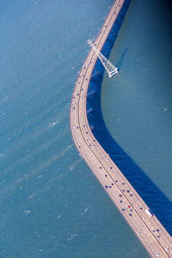 Aerial View Of The San Mateo Hayward Bridge Stock Photo - Download Image Now - iStock