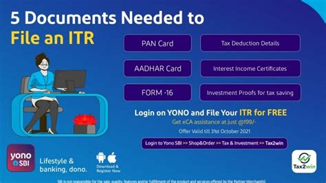 SBI YONO app for ITR Filing Online: Income tax return filing online is ...