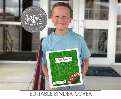 EDITABLE Binder Cover Football Themed Binder Cover Back to - Etsy