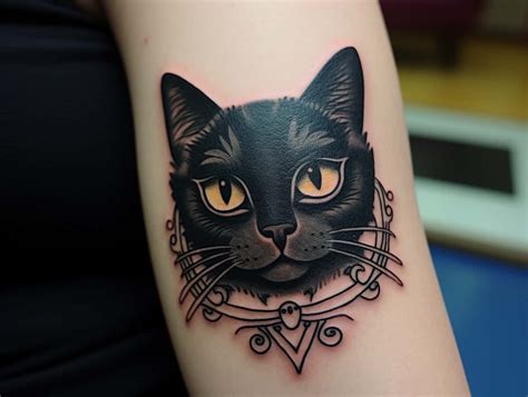 Mystical Whiskers: Black Cat Head Tattoos With Designs