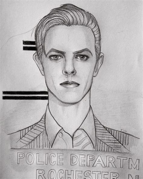 David Bowie mugshot, 1976. #drawing #art #sketch #davidbowie #bowie ...