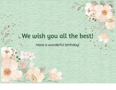 Birthday Card with Leaves and Flowers | Farewell Card