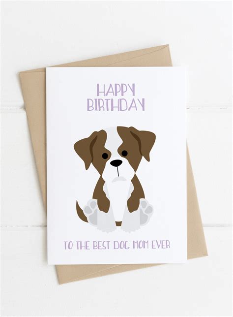 Dog Mom Birthday Card | Dog Mom Card | Best Dog Mom Ever | Boxer Dog ...