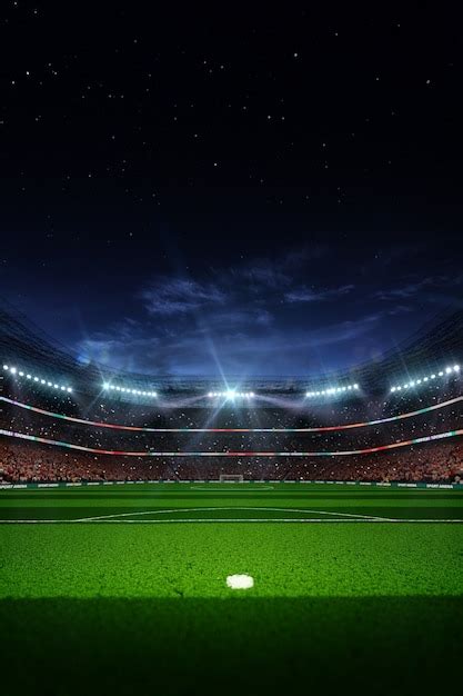 Empty Football Stadium At Night