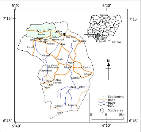 Map of Owan East Local Government Area showing the study area ...