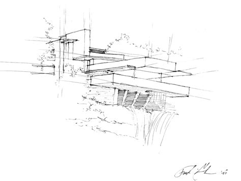 Fallingwater Sketch at PaintingValley.com | Explore collection of Fallingwater Sketch