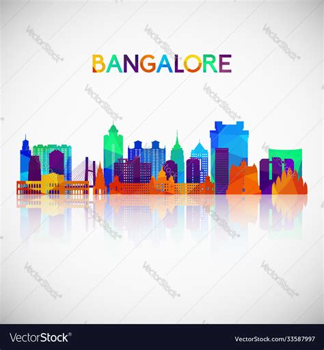 Bangalore skyline silhouette in colorful Vector Image