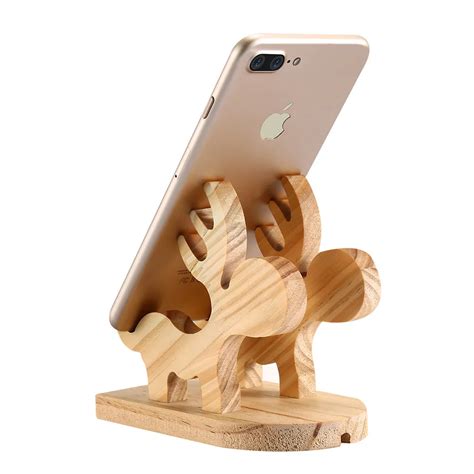 Genuine Wood Cute Deer Styling Holder For Phone Universal Mobile Phone ...