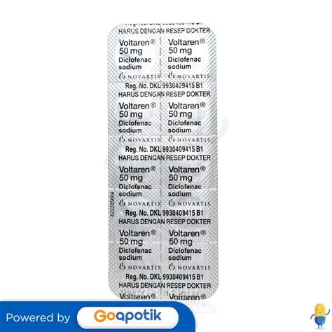 VOLTAREN 50 MG STRIP 10 TABLET - Kegunaan, Efek Samping, Dosis dan Aturan Pakai