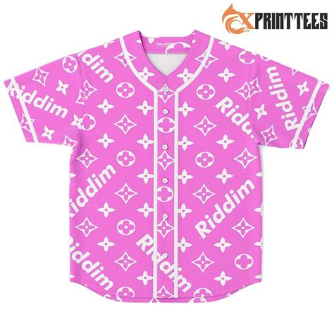 LV Logo x Riddim Custom Pink Baseball Jersey, Cool Outfits For EDM Festivals | Fox Print Tees