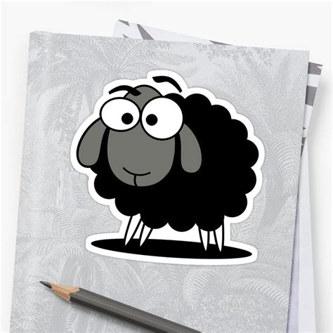 "Black Sheep Cartoon Funny T-Shirt Sticker Duvet Cover" Sticker by ...