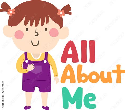 Kid Girl All About Me Illustration Stock Vector | Adobe Stock