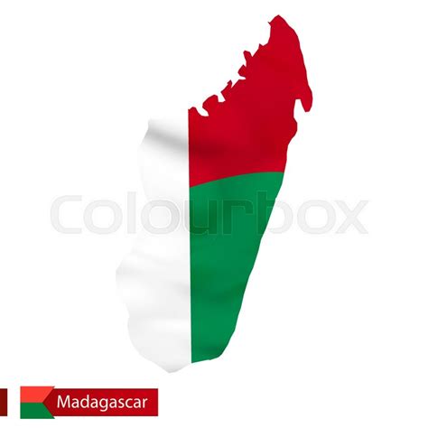 Madagascar map with waving flag of ... | Stock vector | Colourbox