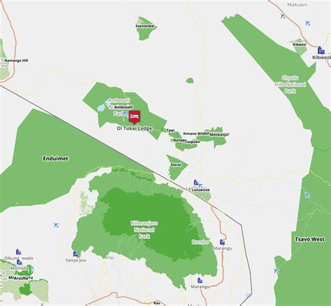 Map for Amboseli Safari - Ol Tukai Lodge - Kenya Game Lodge