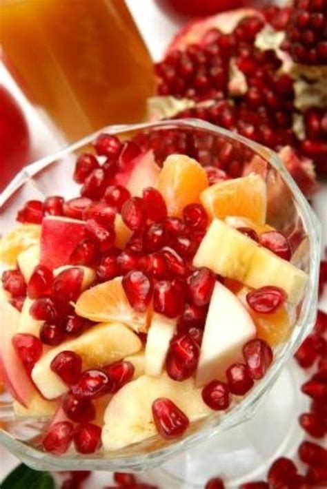 Brilliantly hued-pomegranate arils, juicy orange segments, and bananas become a delicious ...