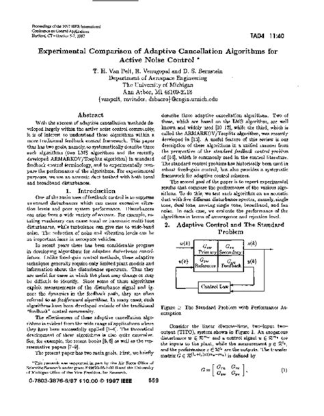 (PDF) Experimental comparison of adaptive cancellation algorithms for ...