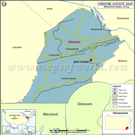 Chester County Map, Pennsylvania