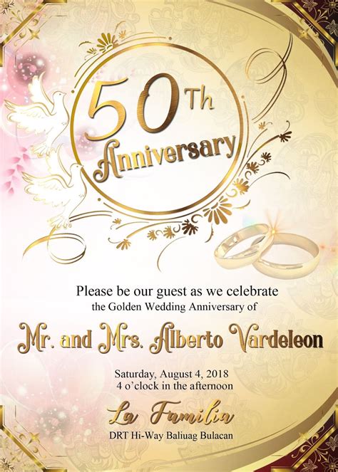 50th wedding anniversary sample invitation card - Get Layout