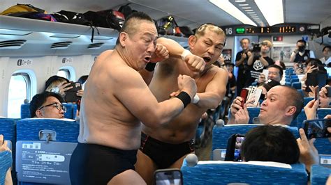 Wrestlers brawl on bullet train in Japan