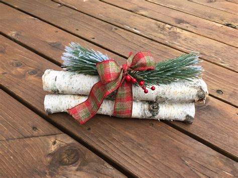 Birch Logs Bundle Decorative Birch Logs Yule Log Mantel Log