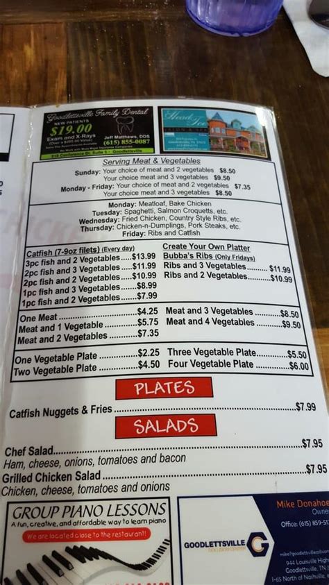 Menu at Liz's Kitchen restaurant, Goodlettsville