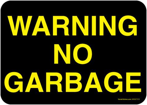 Warning No Garbage Decal