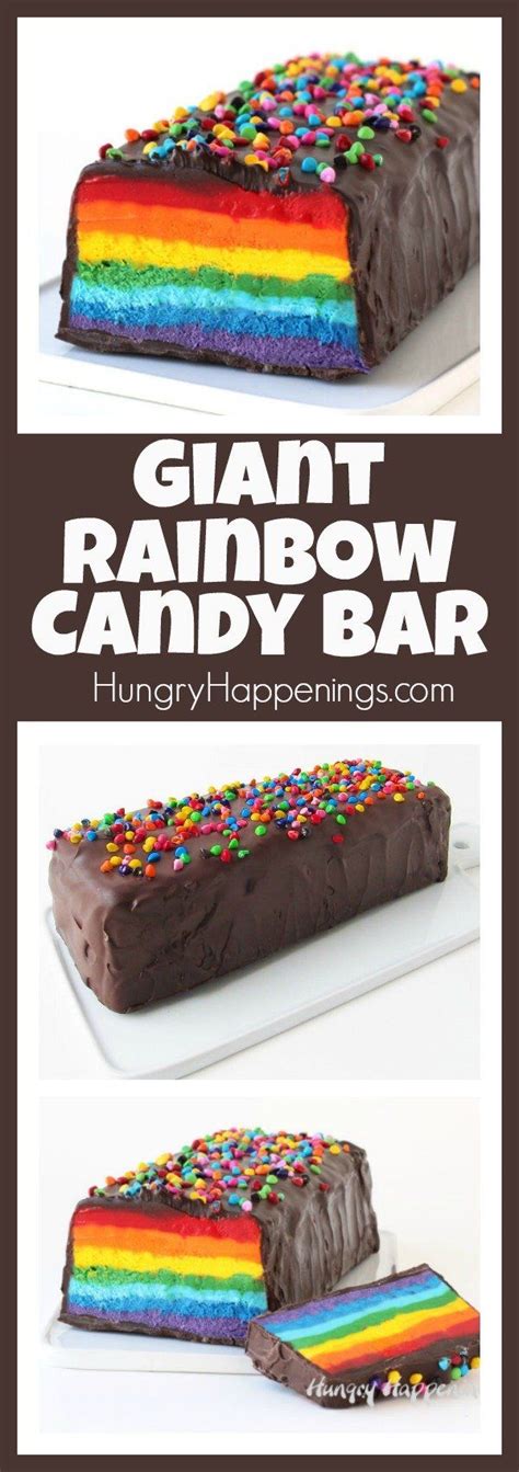 Giant Rainbow Candy Bar with Colorful Nougat in a Dark Chocolate Shell | Recipe | Rainbow candy ...