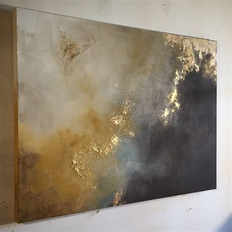 Large Painting Gold Leaf Abstract Yellow and Brown 30 X 40 aerial Storm - Etsy | Abstract ...