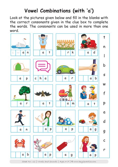 Vowels and Consonants Worksheets I Pre-primary classes - key2practice