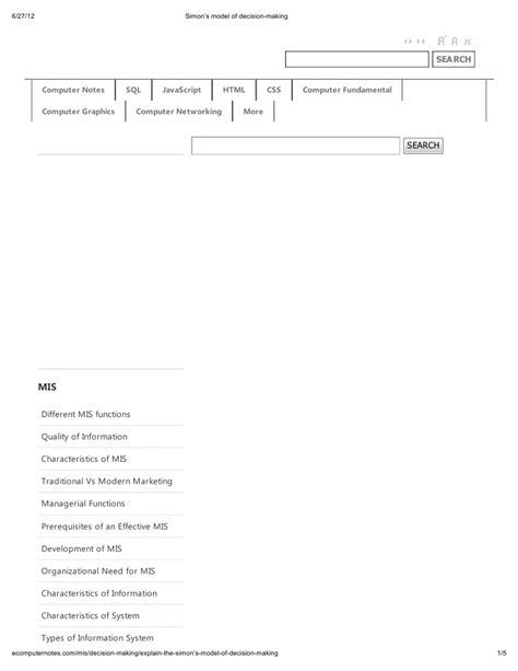 Simon’s model of decision-making | Management Information System ...