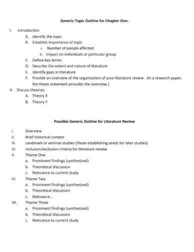 Literature Review Outline - 8+ Examples, Format, Pdf