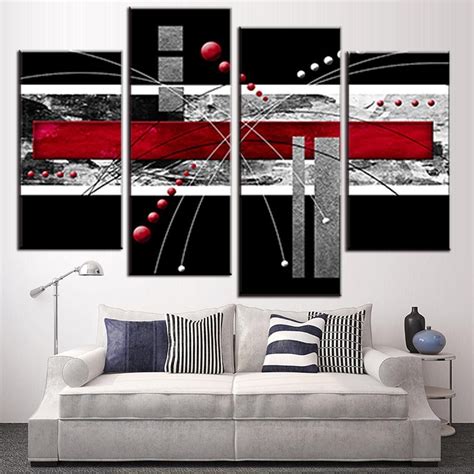 Red, Black, Gray Abstract Rectangles | Black wall decor, Abstract wall painting, Wall paint designs