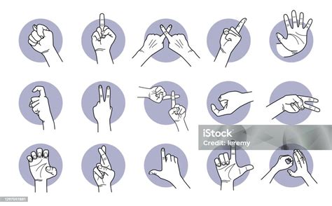 Rude And Offensive Hand Gestures And Fingers Stock Illustration - Download Image Now - Crossing ...