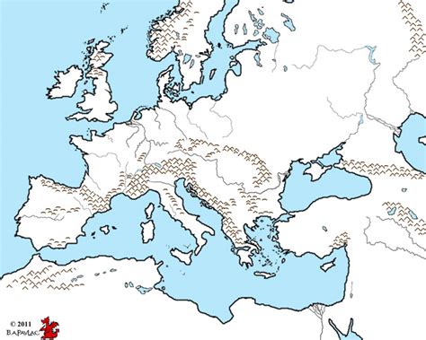 Europe Physical Map With Rivers And Mountains