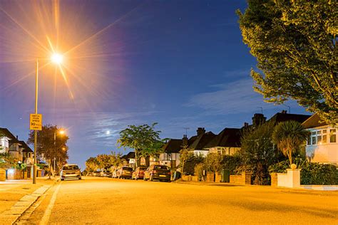 Suburban Street Night Stock Photos, Pictures & Royalty-Free Images - iStock