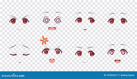 Emotions Red Eyes of Anime Manga Girls Stock Vector - Illustration of ...