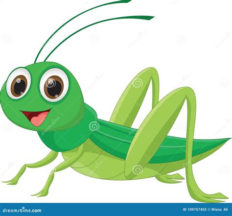 Cute grasshopper cartoon stock vector. Illustration of creature - 109757455