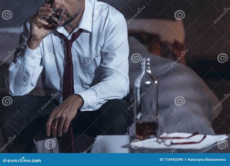 Man drinking whiskey stock photo. Image of addiction - 116943396