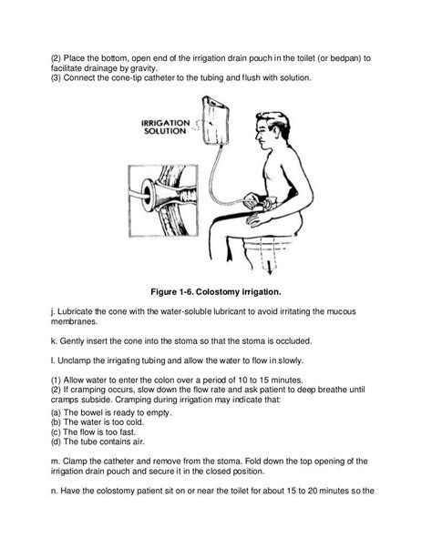 Care of colostomy irrigation