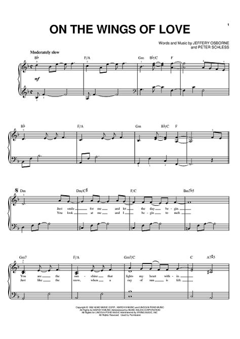 On The Wings Of Love" Sheet Music by Jeffrey Osborne for Easy Piano ...