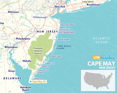 Map of Cape May, New Jersey - Live Beaches