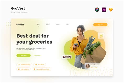 GroVest - Juicy Grocery Shop Hero Website Header Template Design ...