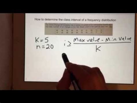 How to determine the class interval of a frequency distribution - YouTube